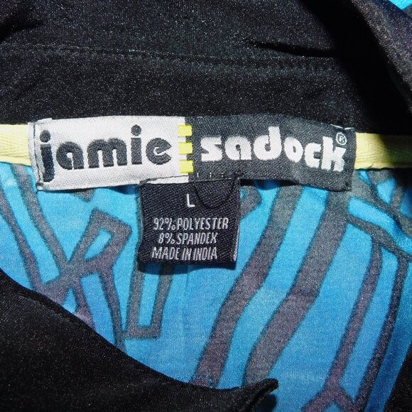 Jamie Sadock Womens L Blue Black Abstract 1/4 Zip Golf Polo Shirt - Picture 7 of 16